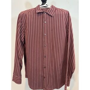 Banana Republic Men's Large Maroon Striped Button Down EUC